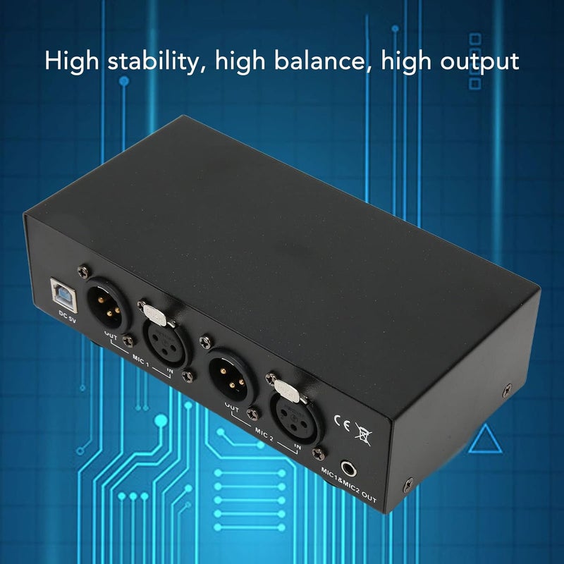 Heayzoki 2 Channel 48V Power Supply, Universal Compact Power with XLR Cable, 3.5MM Sound Cable, for Condenser Microphone Music Recording Equipment - Image 3